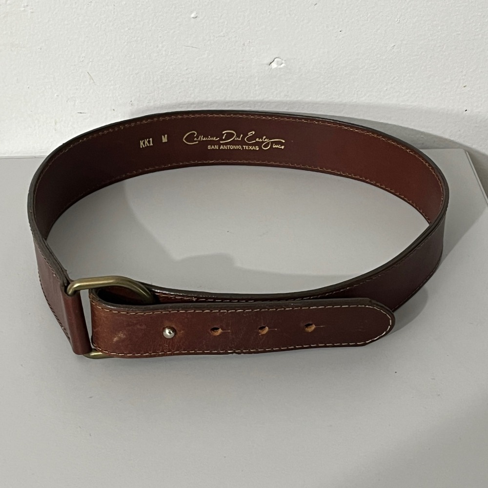 Catherine Dial Easley Leather Beltโ Womens M Brown Brass Buckle Italy KK1